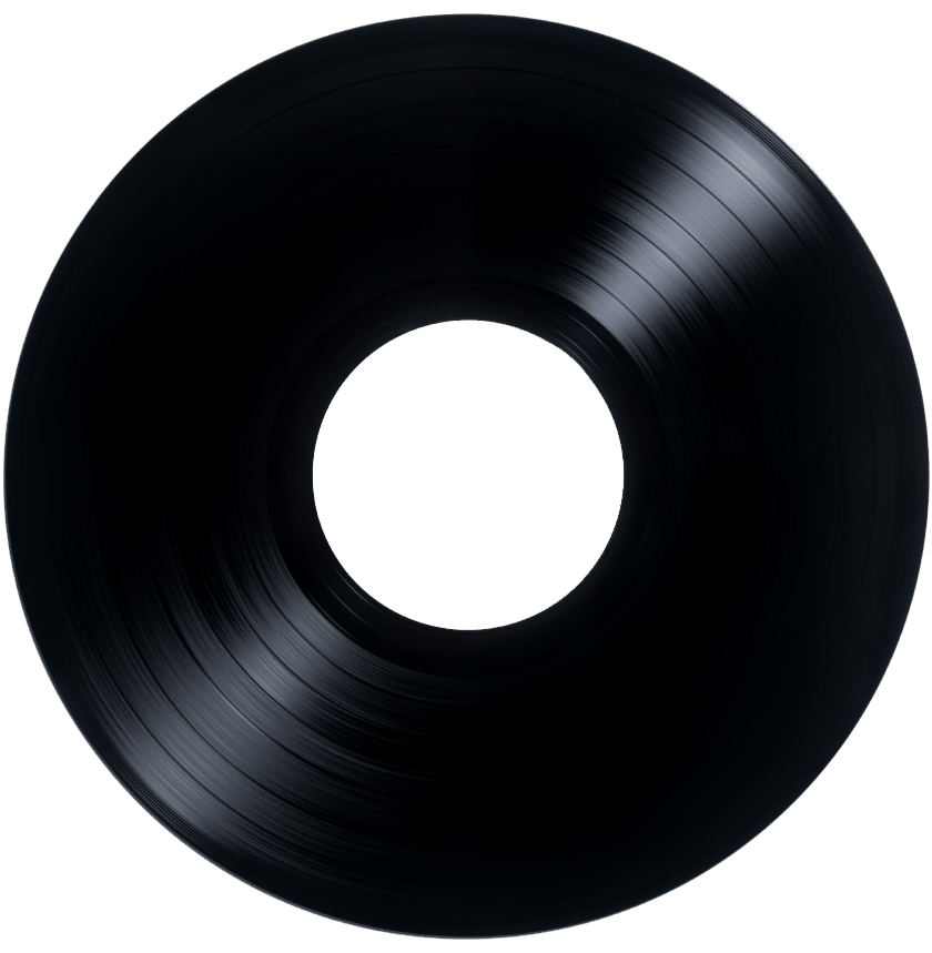 A black record is shown in the center of it.